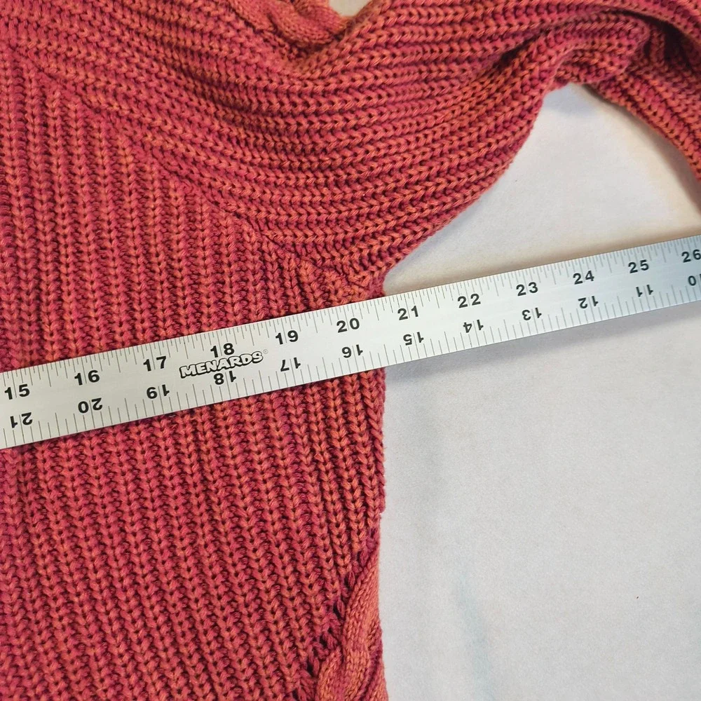 Umgee Chunky Sweater Red Cable Knit Pullover Long Sleeve Cozy Boho‎ Casual Top